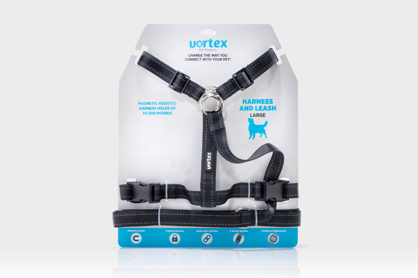 Vortex Aria Magnetic Harness & Leash Set - Midnight Black