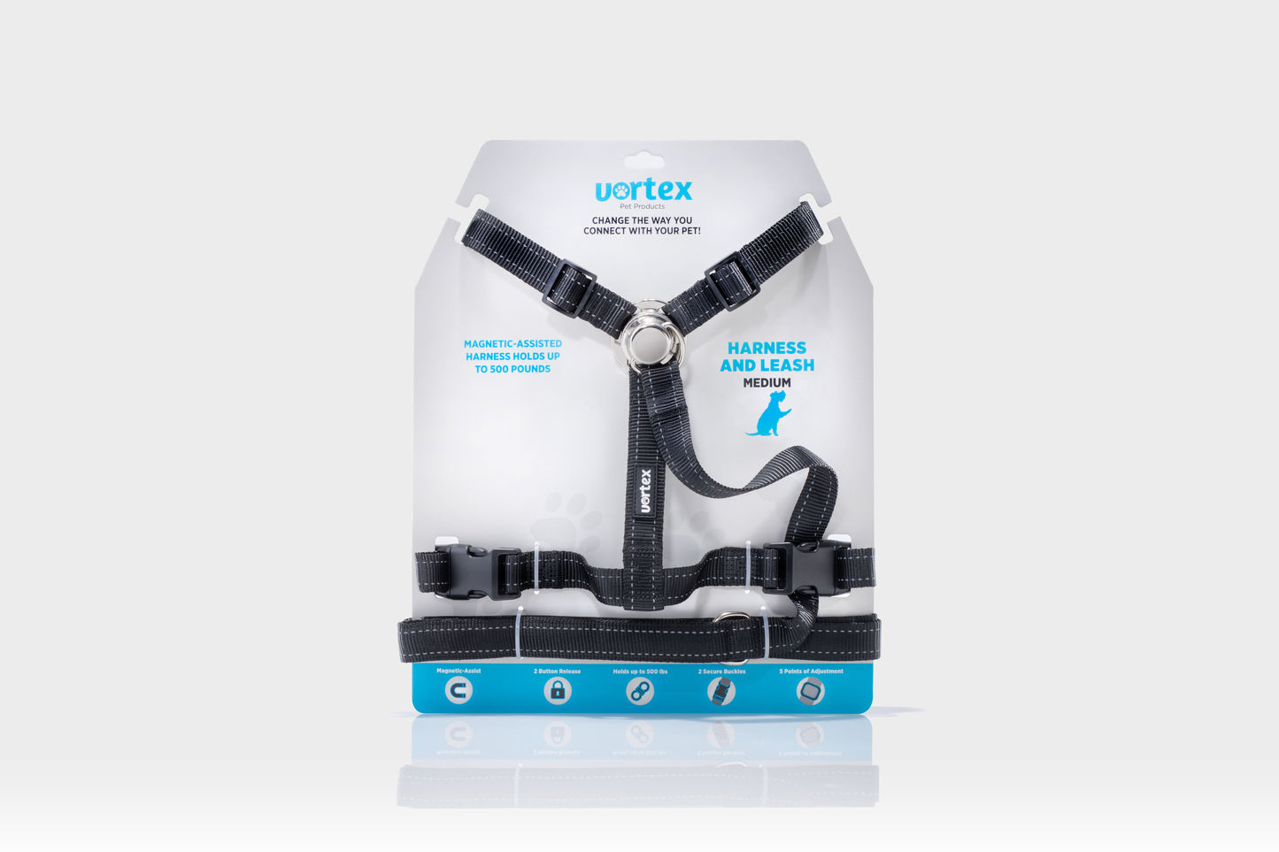 Vortex Aria Magnetic Harness & Leash Set - Midnight Black