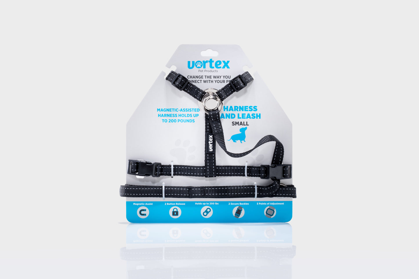 Vortex Aria Magnetic Harness & Leash Set - Midnight Black