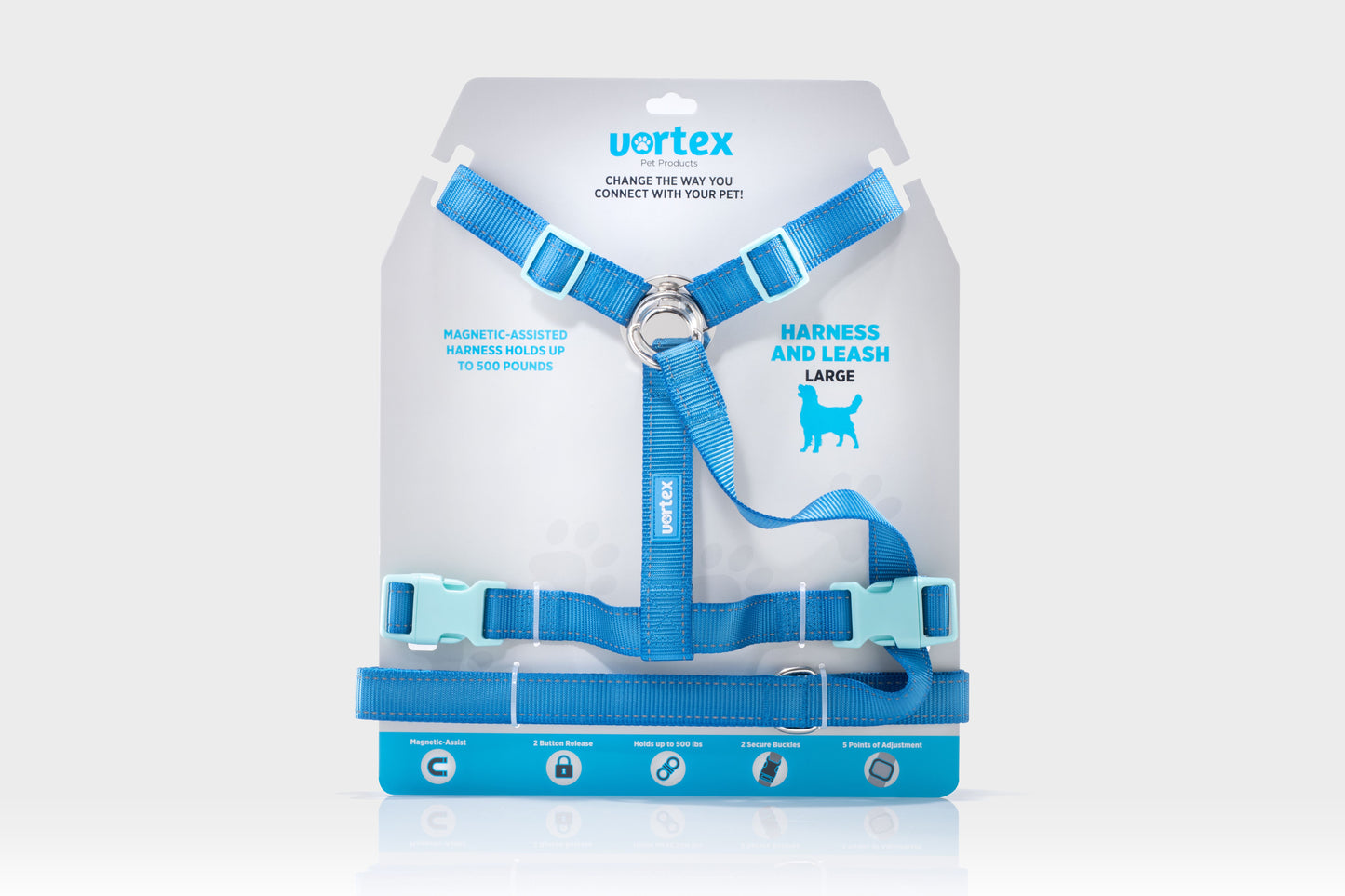 Vortex Aria Magnetic Harness & Leash Set - Bahama Blue