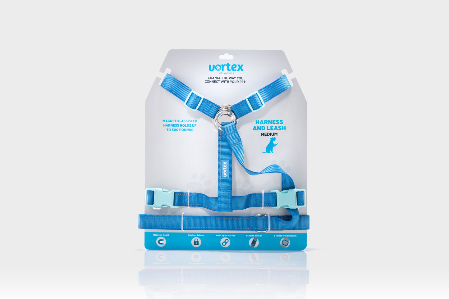 Vortex Aria Magnetic Harness & Leash Set - Bahama Blue