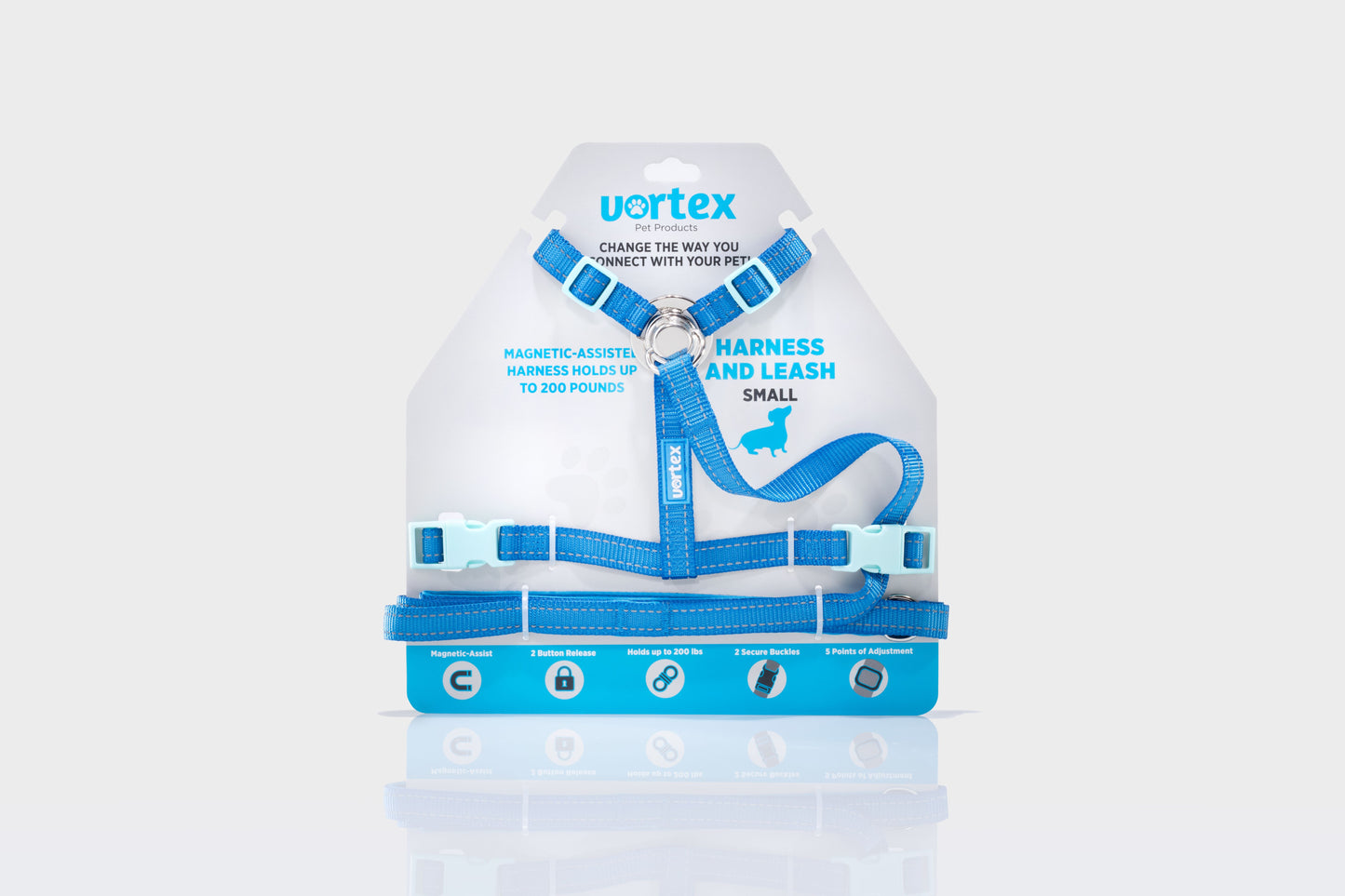 Vortex Aria Magnetic Harness & Leash Set - Bahama Blue