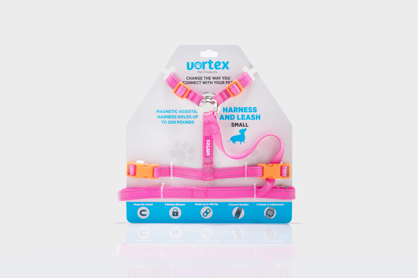 Vortex Aria Magnetic Harness & Leash Set - Flamingo Pink