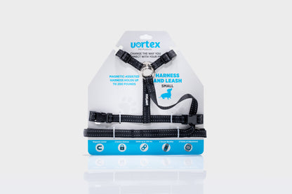 Vortex Aria Magnetic Harness & Leash Set - Midnight Black